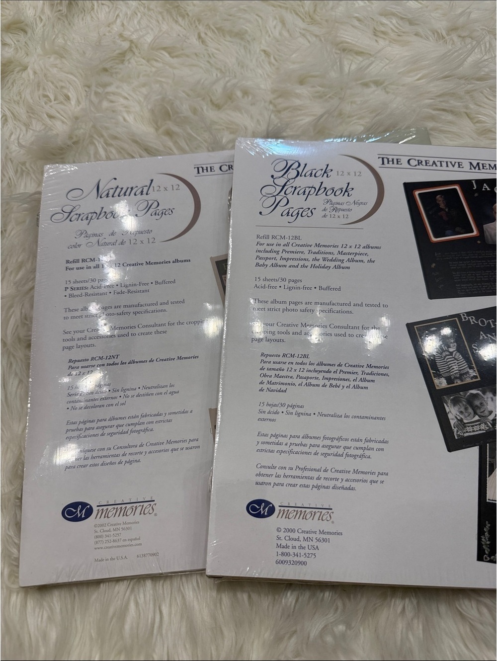 Creative Memories 12x12 Scrapbook Pages - Natural & Black Refill Packs